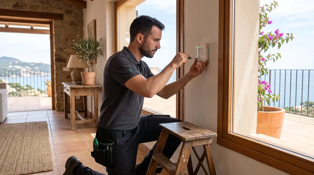 Técnico revisando un sensor